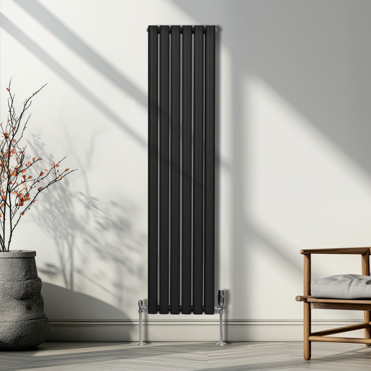 Ovale Kolomradiator - 1600mm x 360mm - Zwart