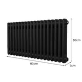 Traditionele 2 Kolom Radiator - 300 x 832mm - Zwart