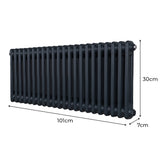 Traditionele 2 Kolom Radiator - 300 x 1012mm - Antraciet Grijs