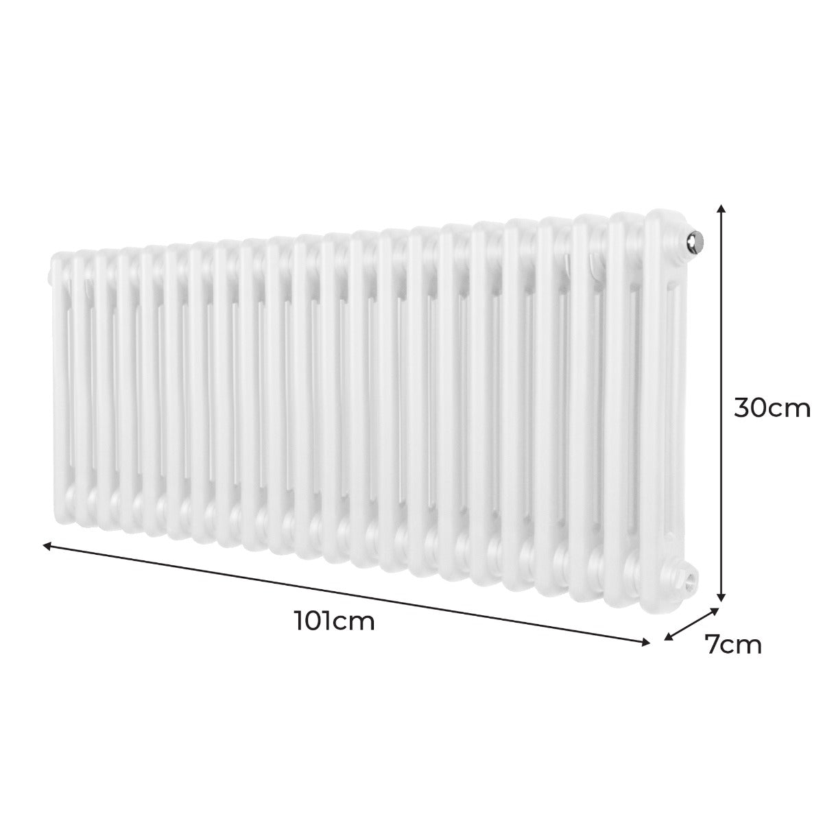 Traditionele 2 Kolom Radiator - 300 x 1012mm - Wit