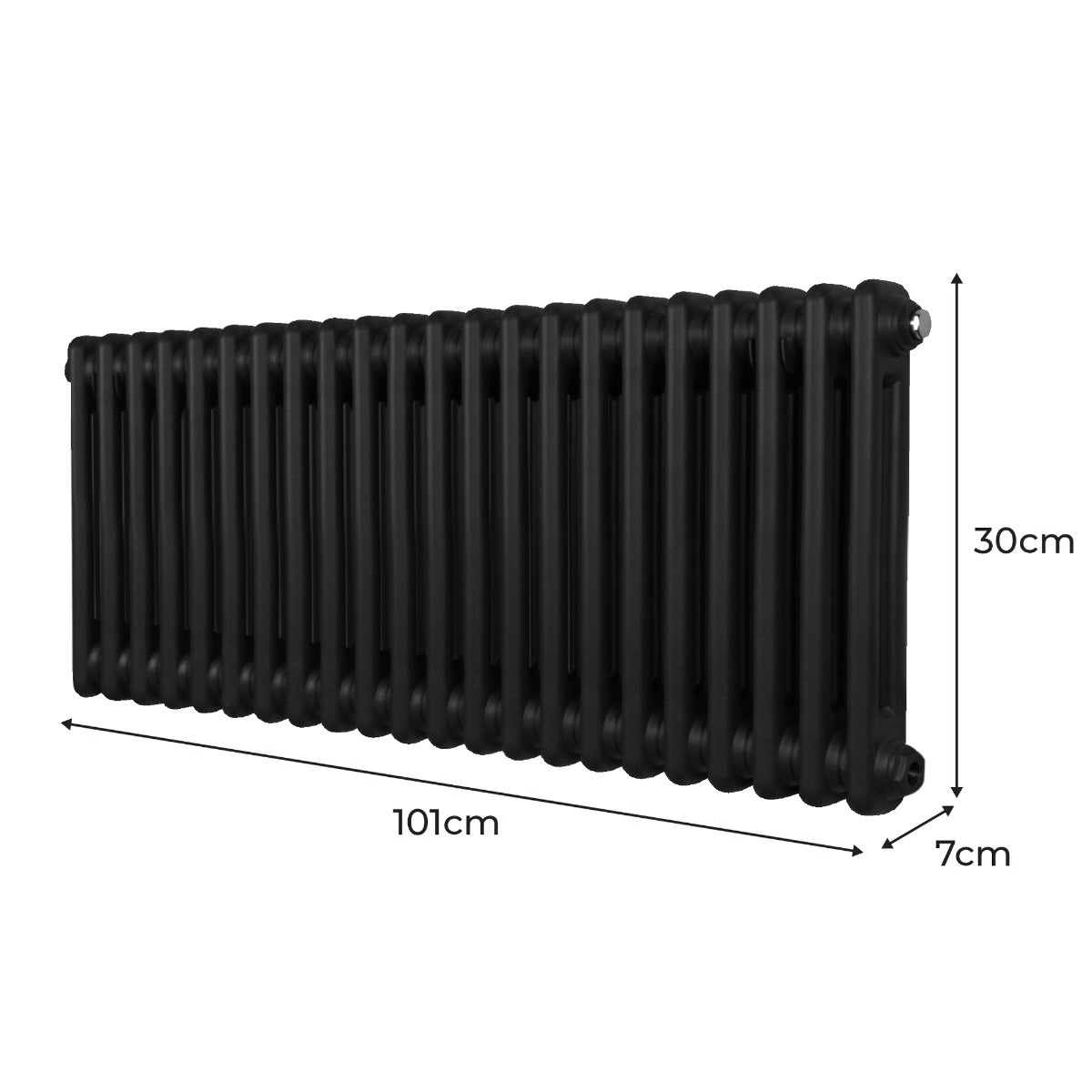 Traditionele 2 Kolom Radiator - 300 x 1012mm - Zwart