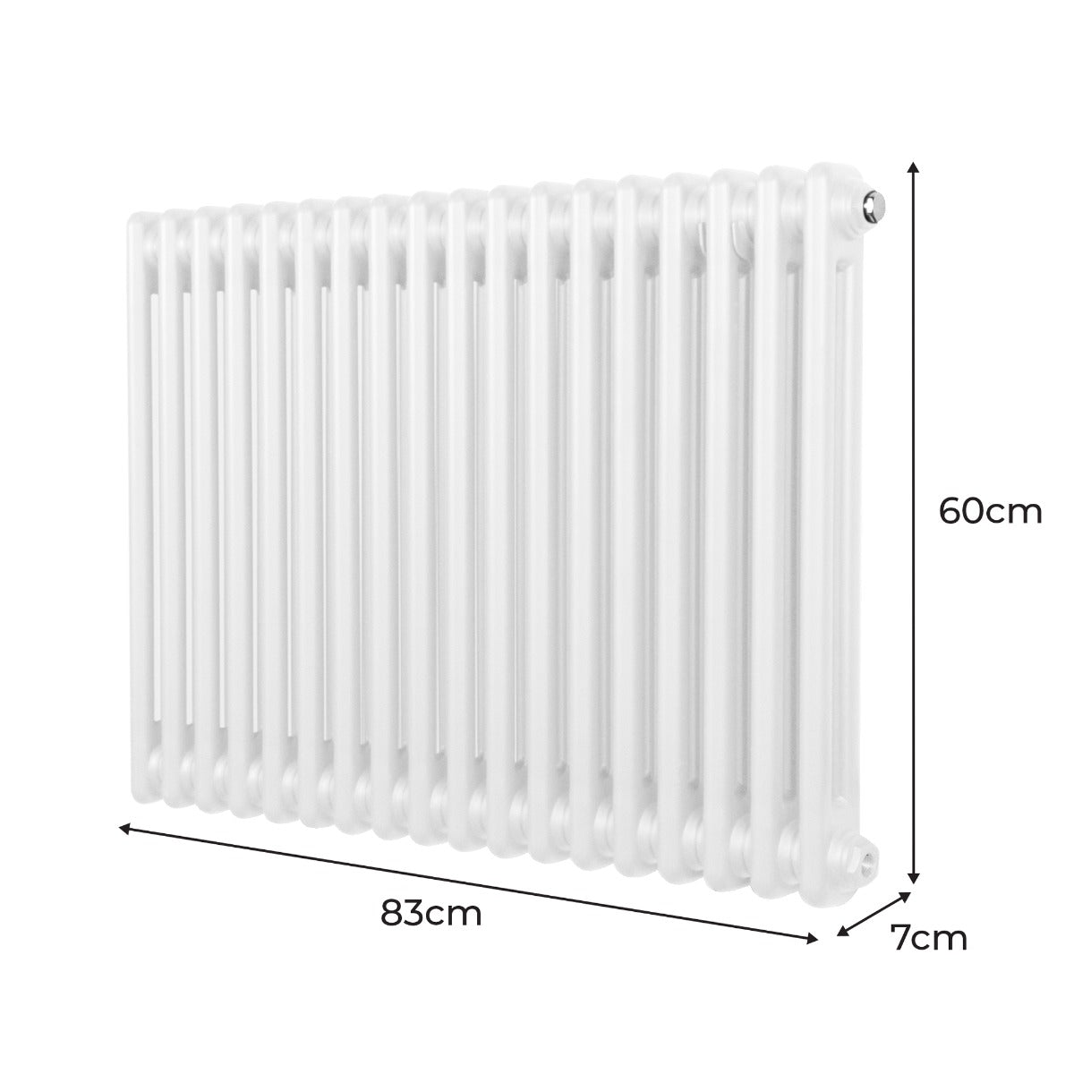 Traditionele 2 Kolom Radiator - 600 x 832mm - Wit