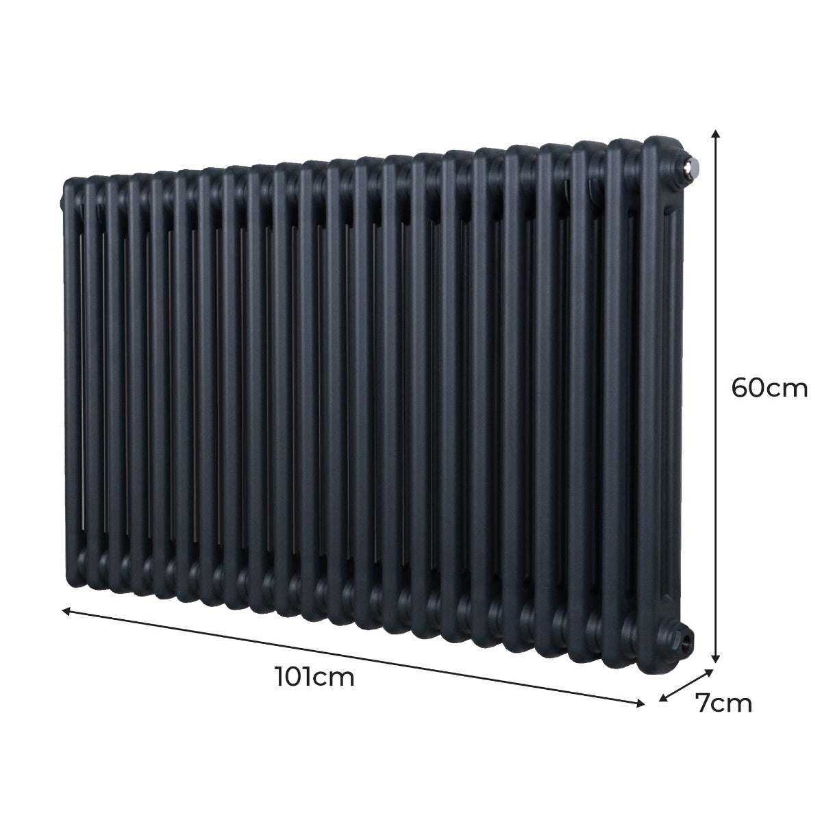 Traditionele 2 Kolom Radiator - 600 x 1012mm - Antraciet Grijs