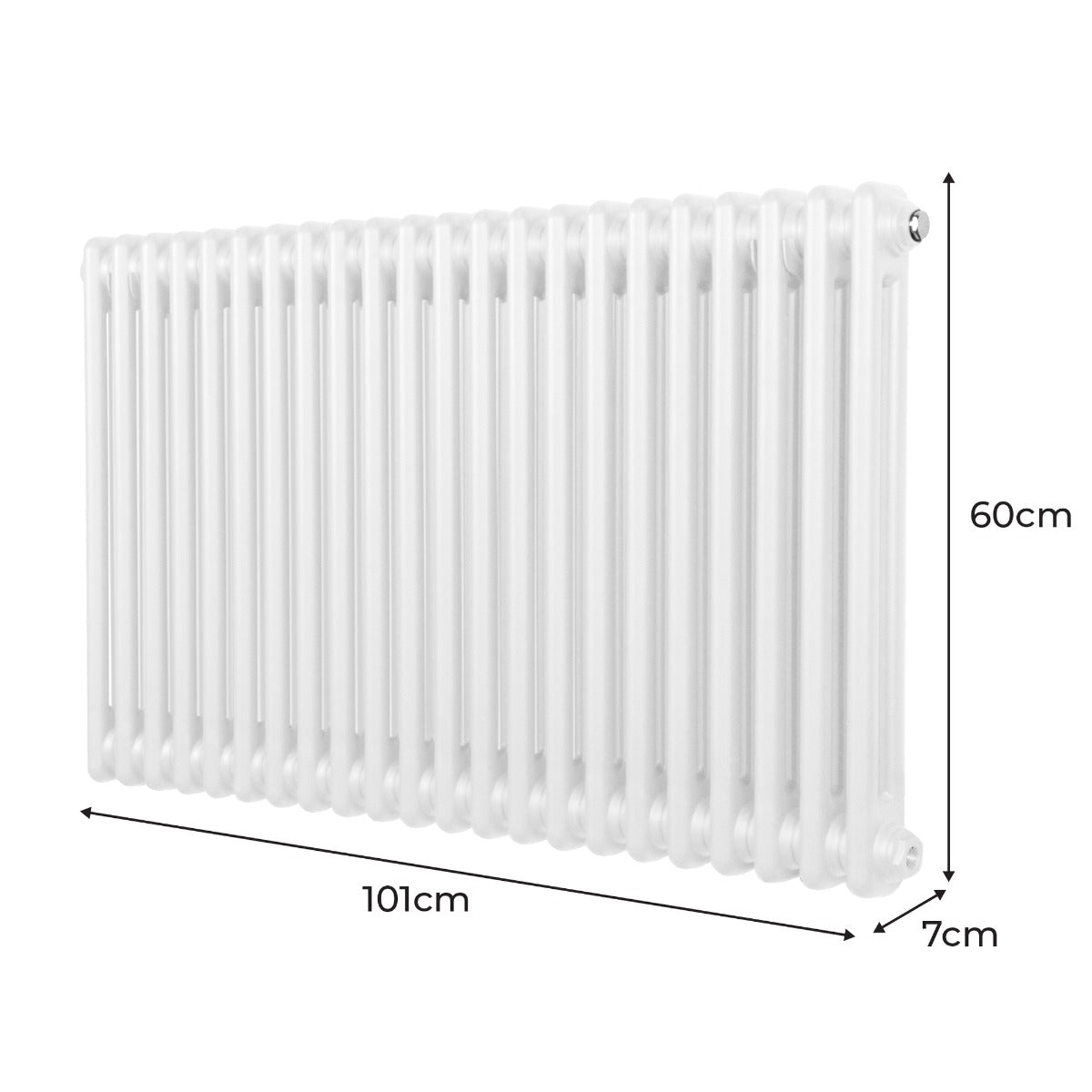 Traditionele 2 Kolom Radiator - 600 x 1012mm - Wit