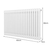 Traditionele 2 Kolom Radiator - 600 x 1012mm - Wit