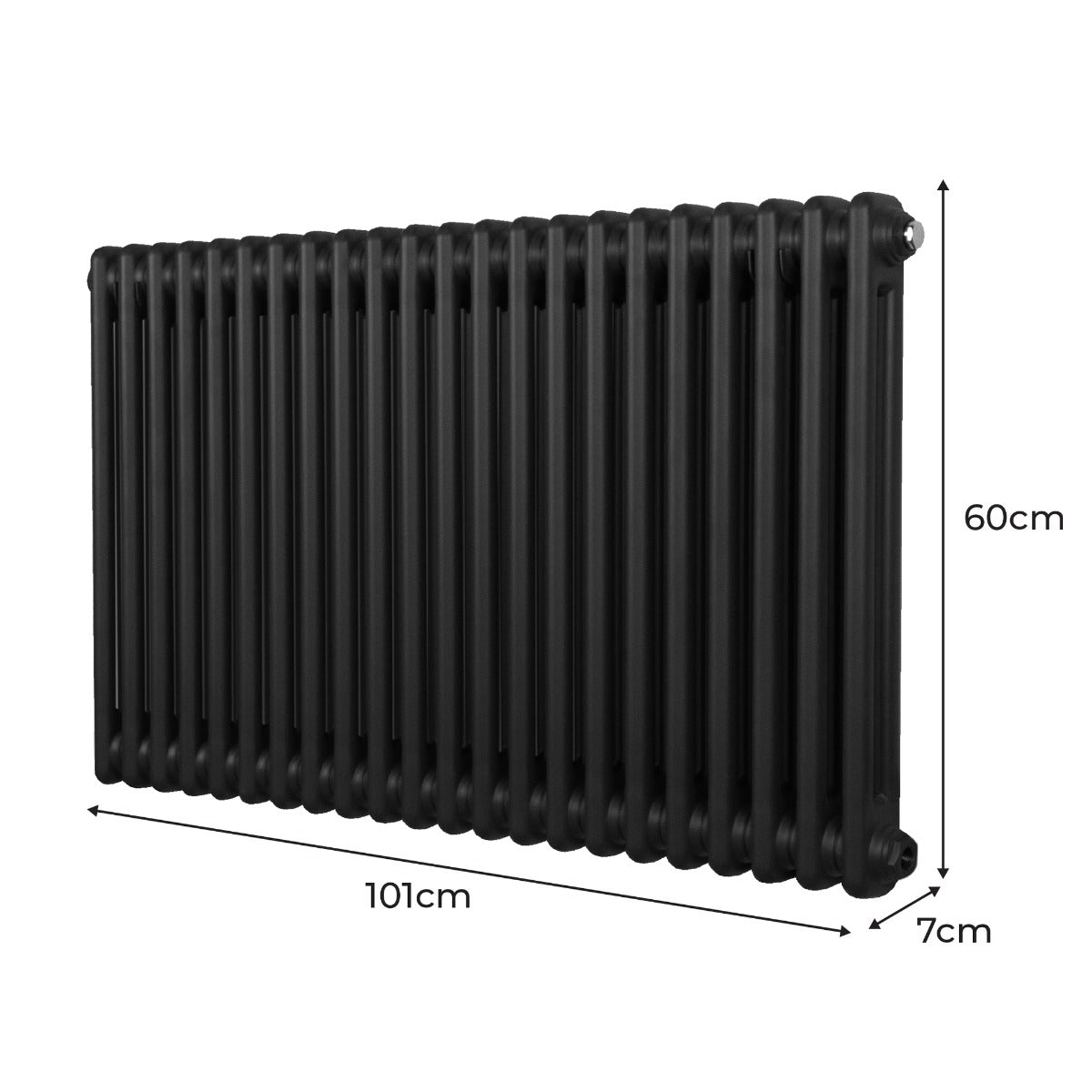 Traditionele 2 Kolom Radiator - 600 x 1012mm - Zwart