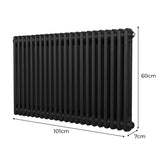 Traditionele 2 Kolom Radiator - 600 x 1012mm - Zwart