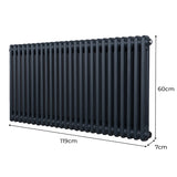 Traditionele 2 Kolom Radiator - 600 x 1192mm - Antraciet Grijs