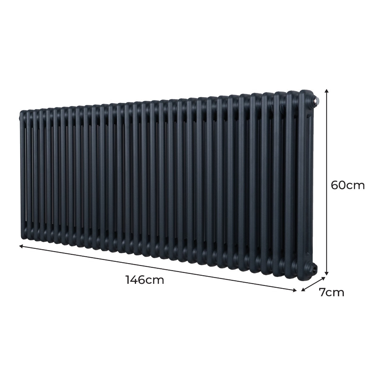 Traditionele 2 Kolom Radiator - 600 x 1462mm - Antraciet Grijs