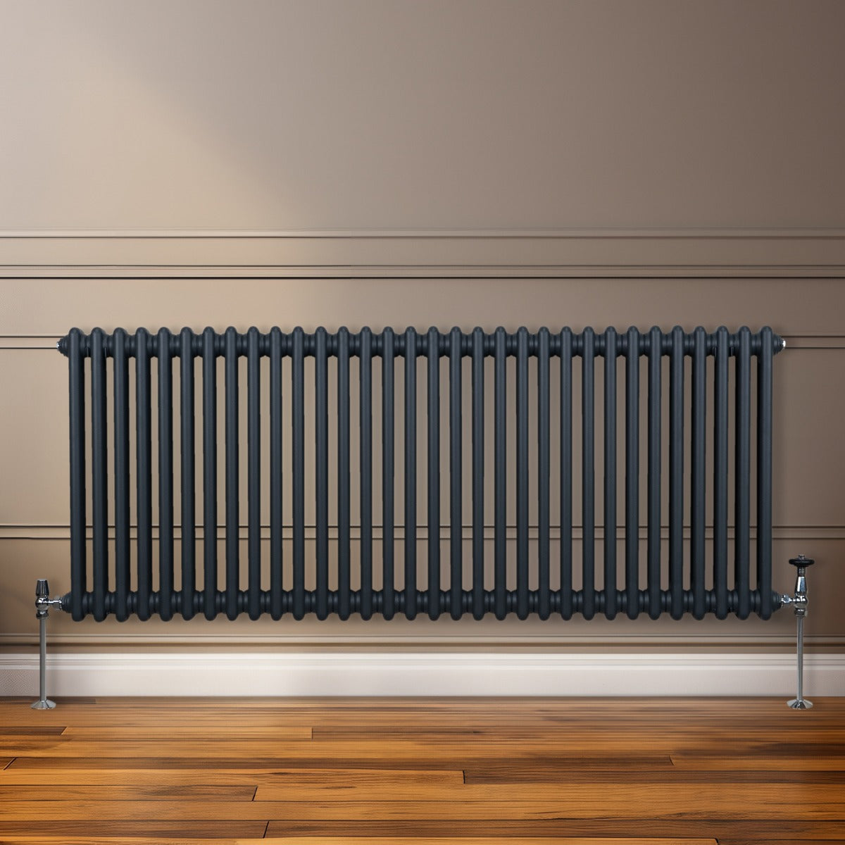 Traditionele 2 Kolom Radiator - 600 x 1462mm - Antraciet Grijs