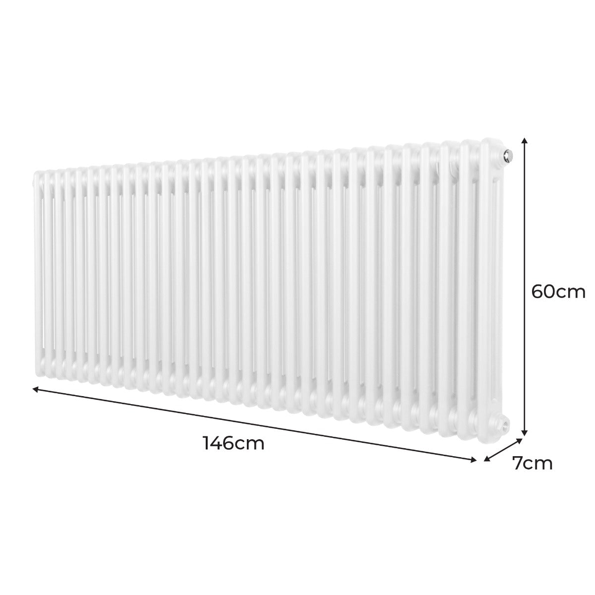 Traditionele 2 Kolom Radiator - 600 x 1462mm - Wit