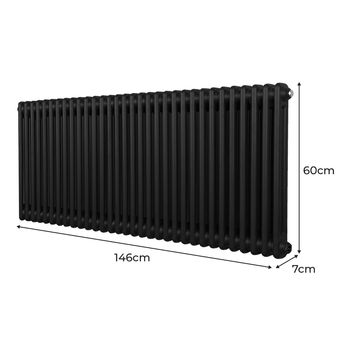 Traditionele 2 Kolom Radiator - 600 x 1462mm - Zwart