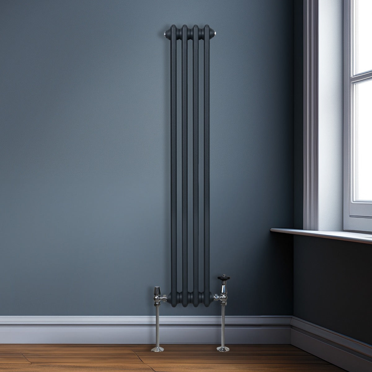 Traditionele 2-kolomsradiator - 1500 x 202 mm - Antracietgrijs