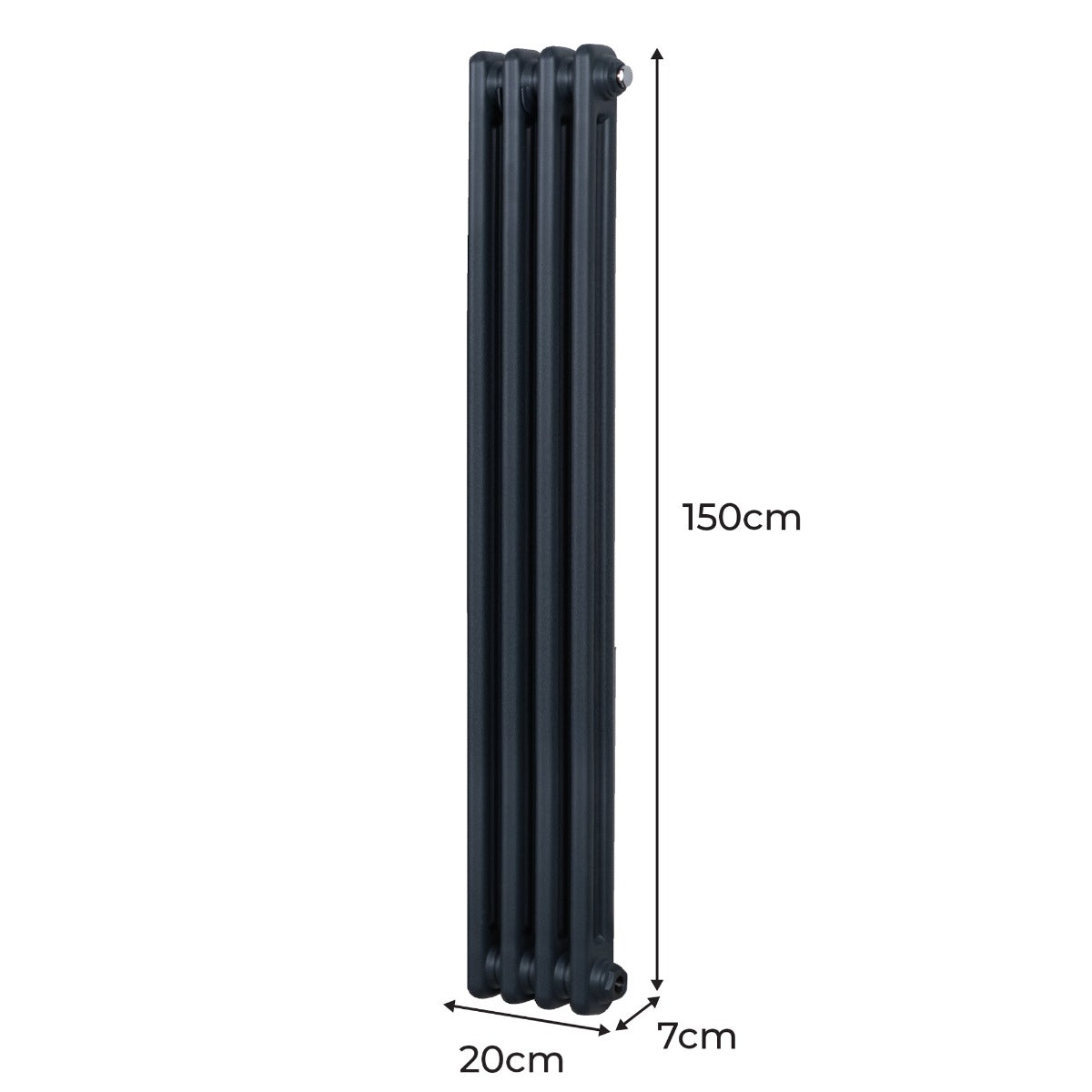 Traditionele 2-kolomsradiator - 1500 x 202 mm - Antracietgrijs