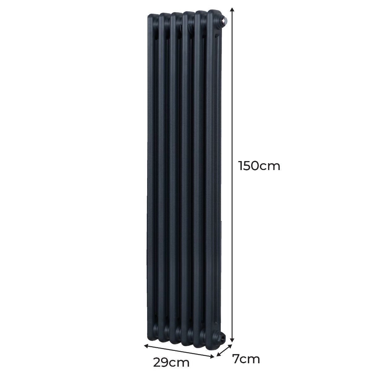 Traditionele 2-kolomsradiator - 1500 x 292 mm - Antracietgrijs