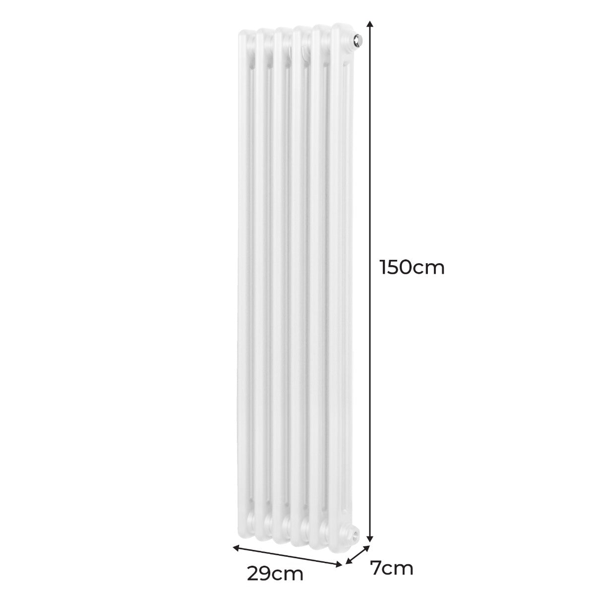 Traditionele 2-kolomsradiator - 1500 x 292 mm - Wit