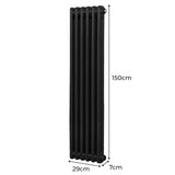 Traditionele 2-kolomsradiator - 1500 x 292 mm - Zwart