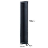 Traditionele 2-kolomsradiator - 1800 x 292 mm - Antracietgrijs