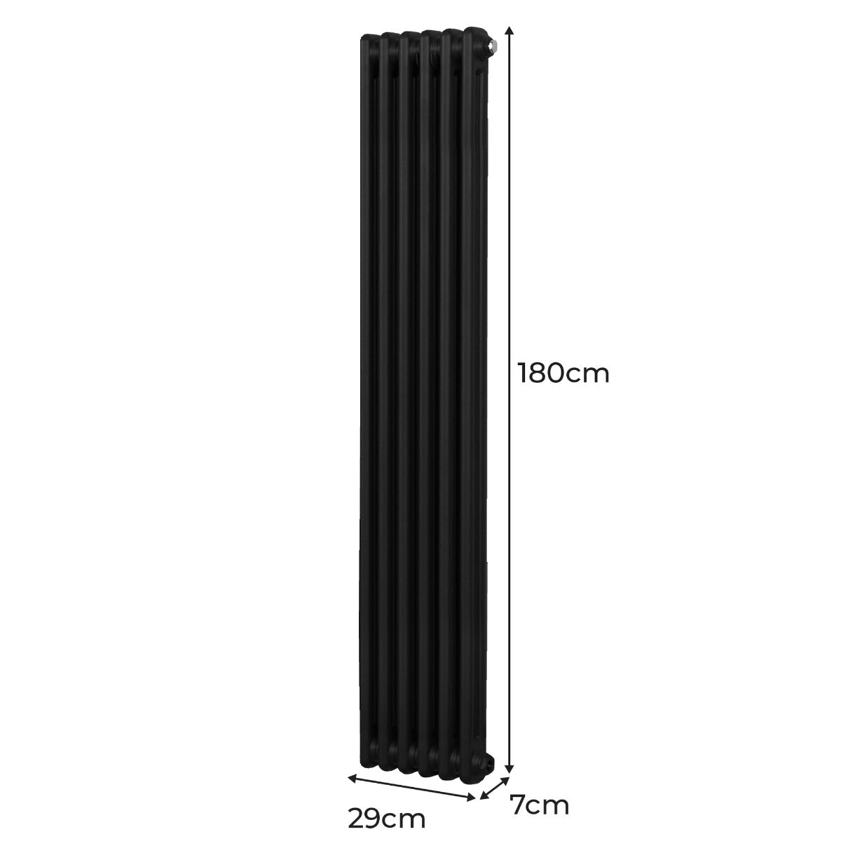 Traditionele 2-kolomsradiator - 1800 x 292 mm - Zwart