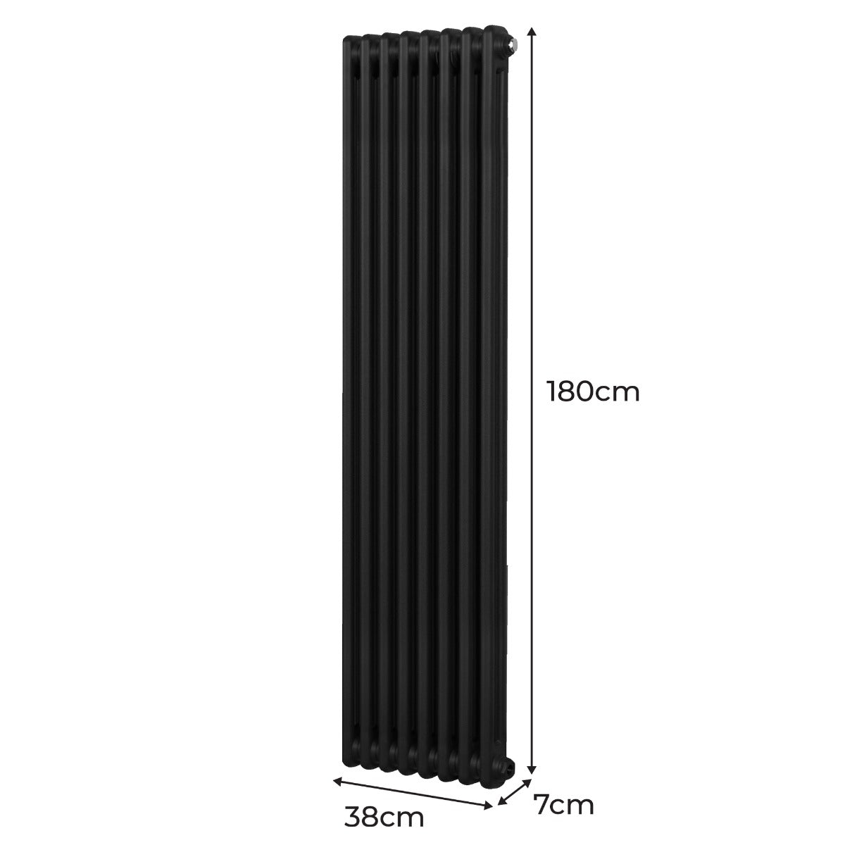 Traditionele 2-kolomsradiator - 1800 x 382 mm - Zwart