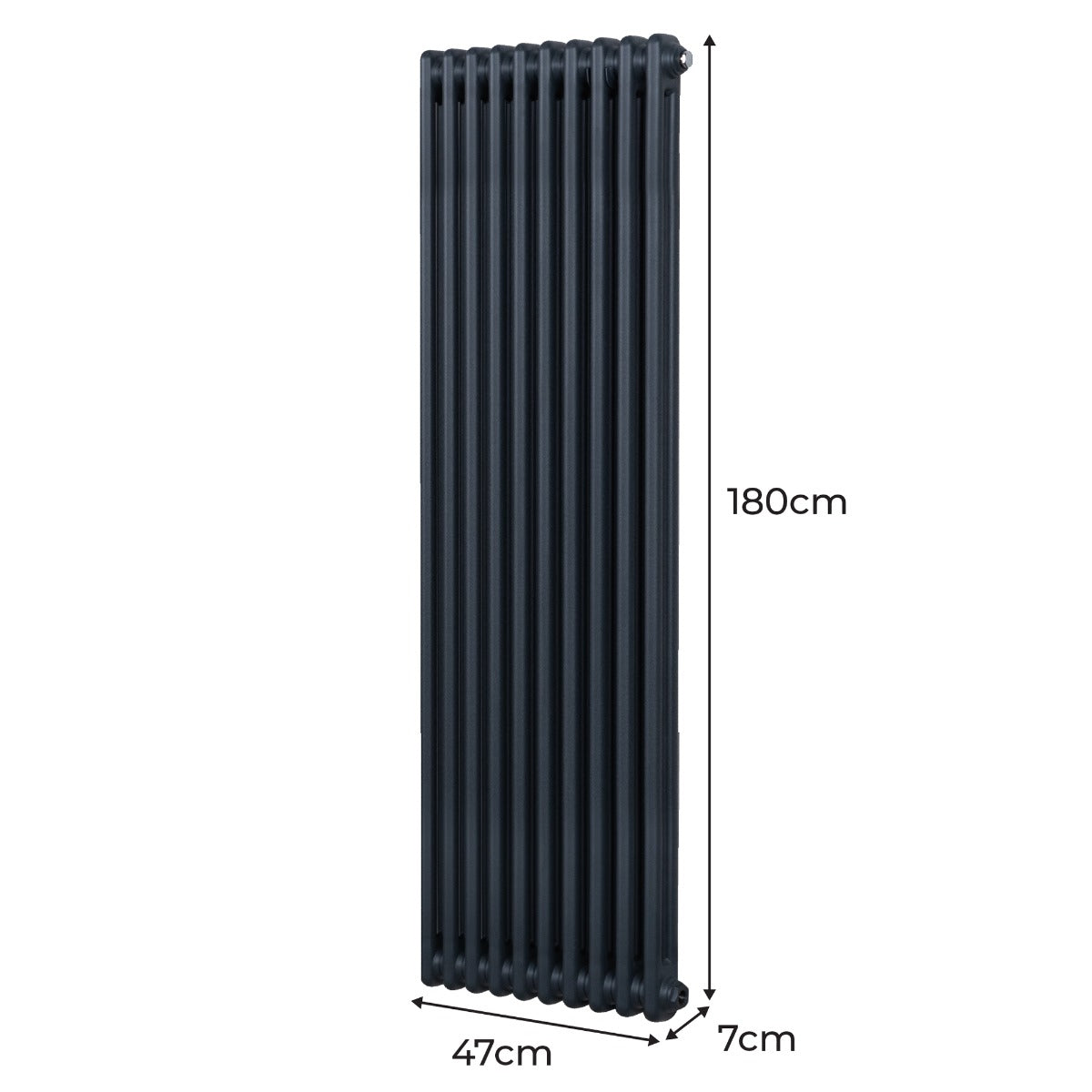 Traditionele 2 Kolom Verticaal Radiator - 1800 x 472mm - Grijs