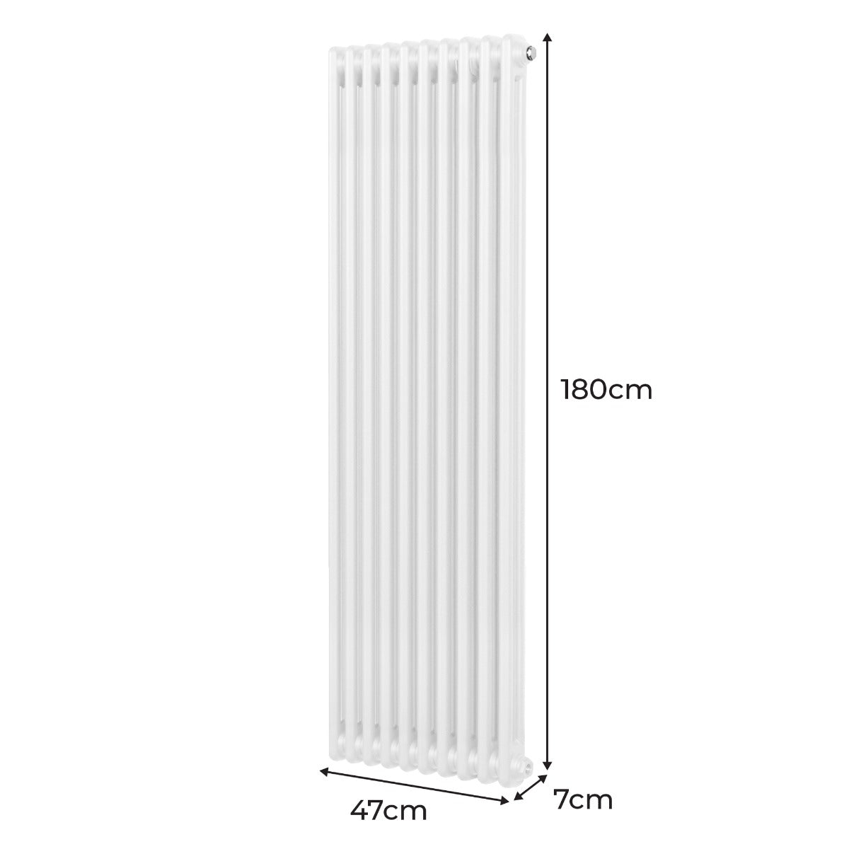 Traditionele 2 Kolom Verticaal Radiator - 1800 x 472mm - Wit