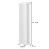 Traditionele 2 Kolom Verticaal Radiator - 1800 x 472mm - Wit