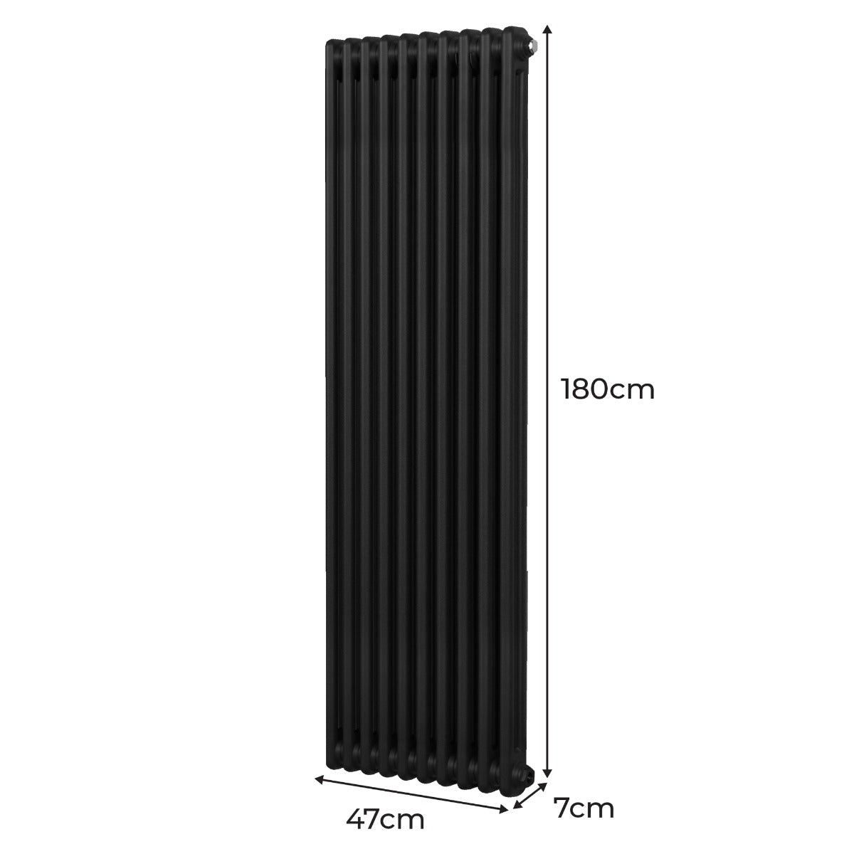 Traditionele 2 Kolom Verticaal Radiator - 1800 x 472mm - Zwart