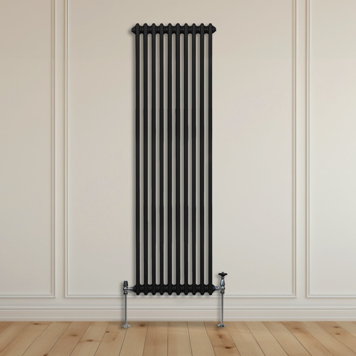 Traditionele 2 Kolom Verticaal Radiator - 1800 x 472mm - Zwart