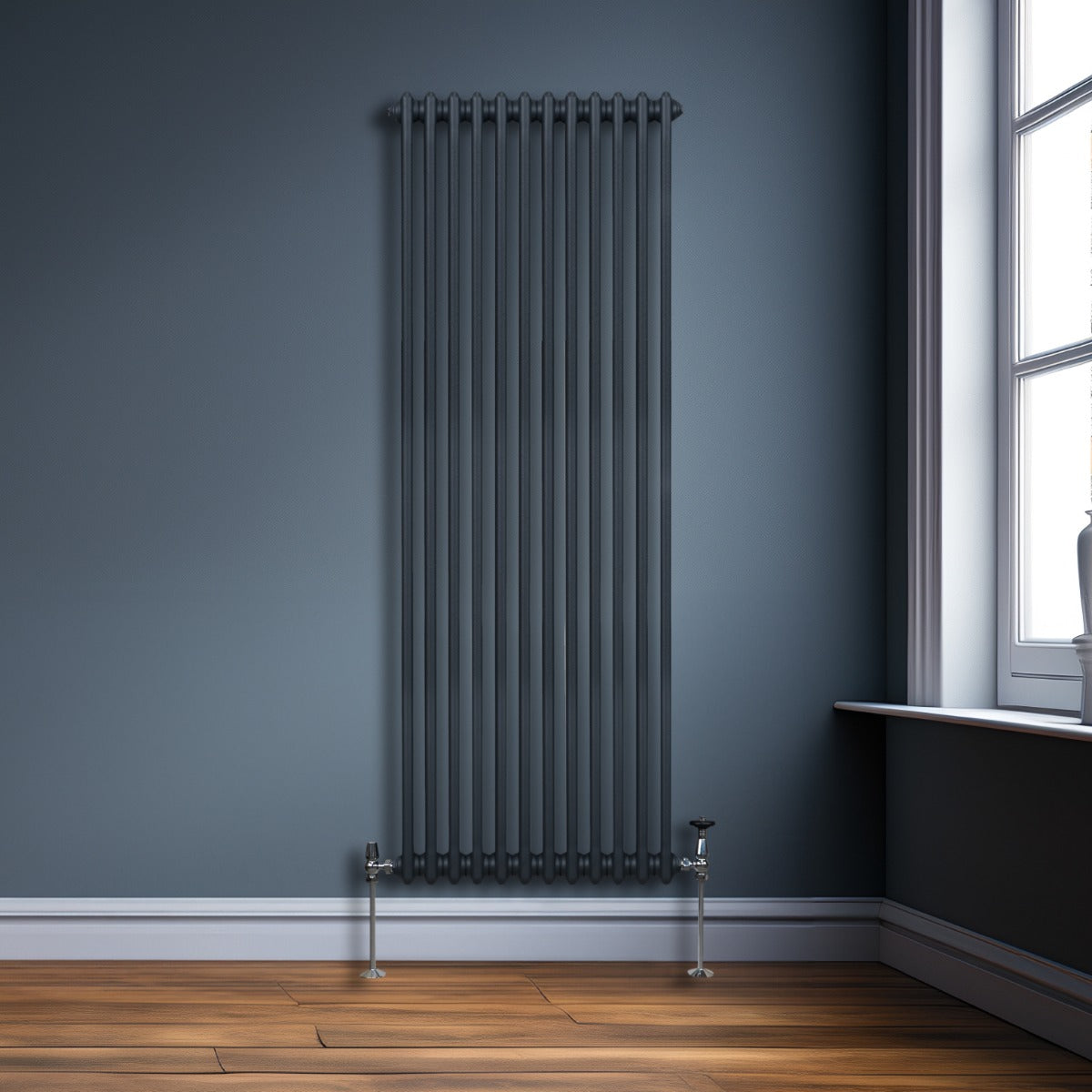 Traditionele 2 Kolom Verticaal Radiator - 1800 x 562mm - Grijs