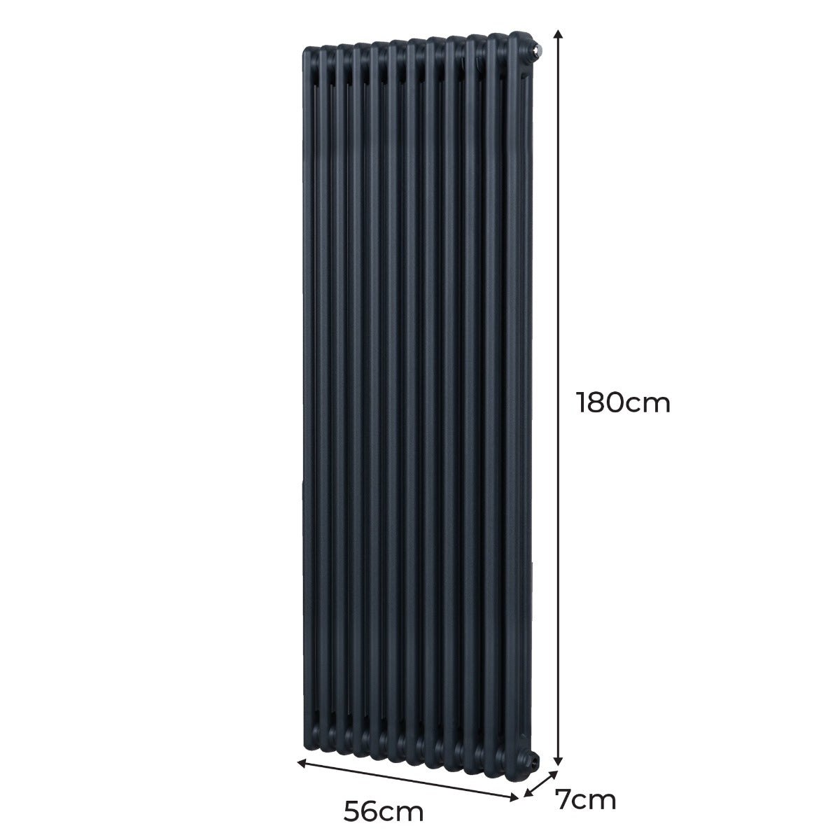 Traditionele 2 Kolom Verticaal Radiator - 1800 x 562mm - Grijs