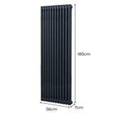 Traditionele 2 Kolom Verticaal Radiator - 1800 x 562mm - Grijs