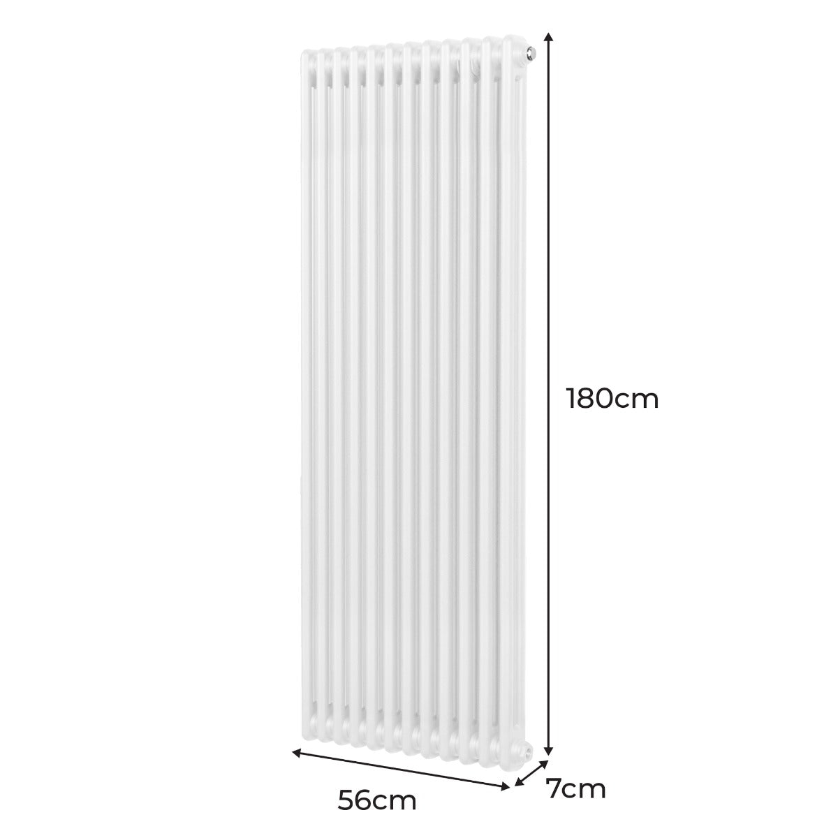 Traditionele 2 Kolom Verticaal Radiator - 1800 x 562mm - Wit