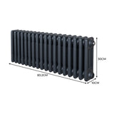 Traditionele 3 Kolom Radiator - 300 x 832mm - Antraciet Grijs