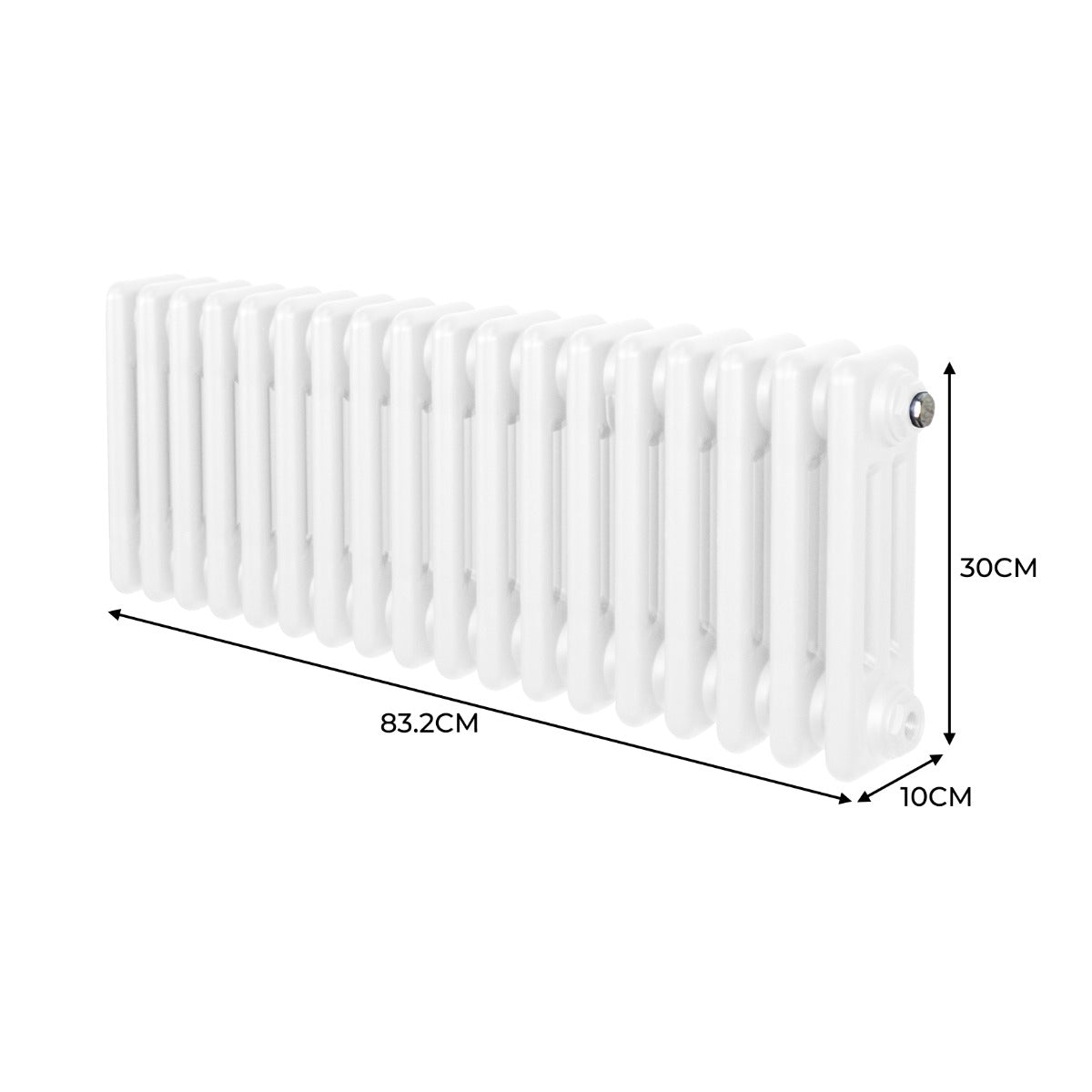 Traditionele 3 Kolom Radiator - 300 x 832mm - Wit