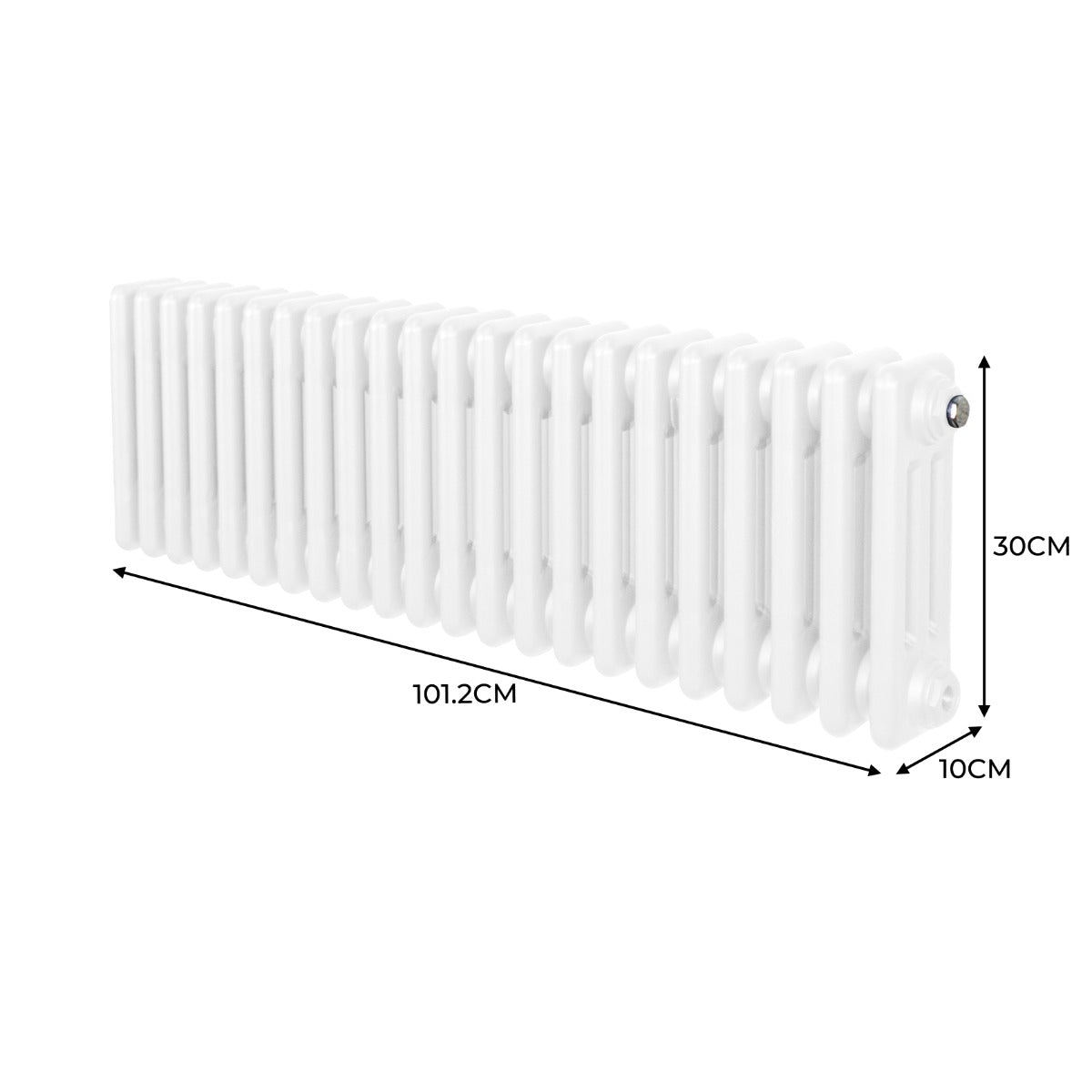 Traditionele 3 Kolom Radiator - 300 x 1012mm - Wit