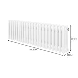 Traditionele 3 Kolom Radiator - 300 x 1012mm - Wit