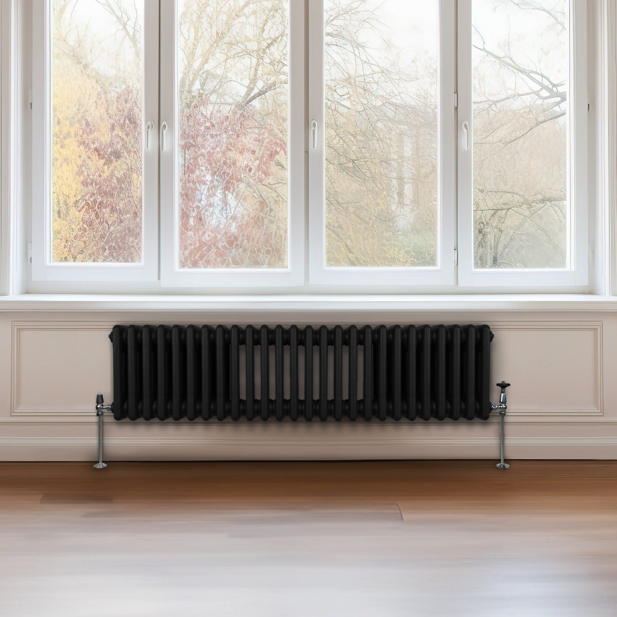 Traditionele 3 Kolom Radiator - 300 x 1192mm - Zwart