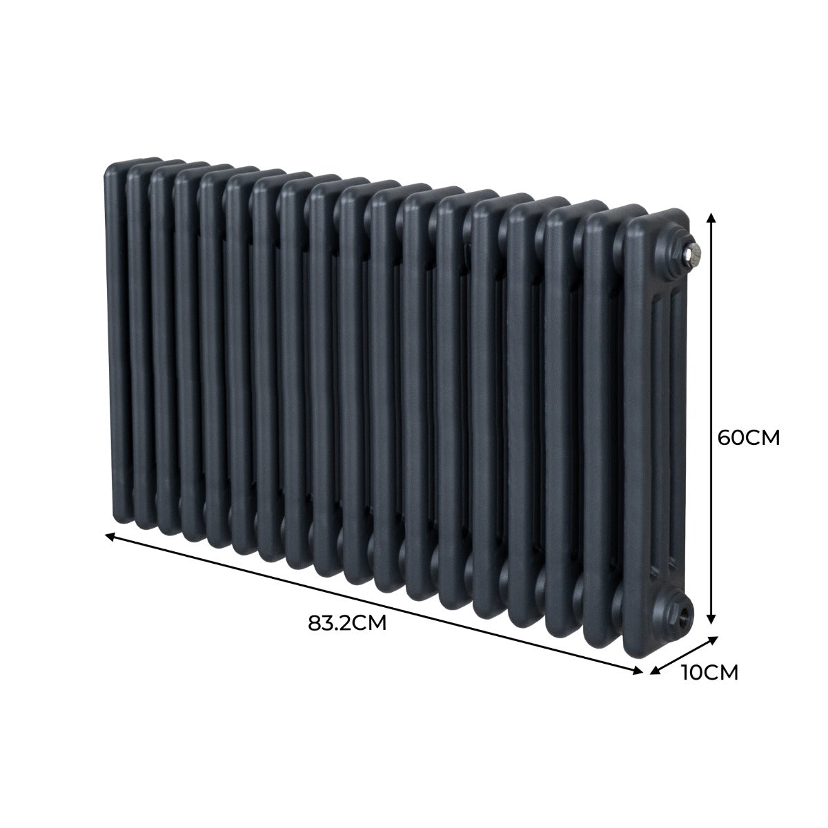 Traditionele 3 Kolom Radiator - 600 x 832mm - Antraciet Grijs