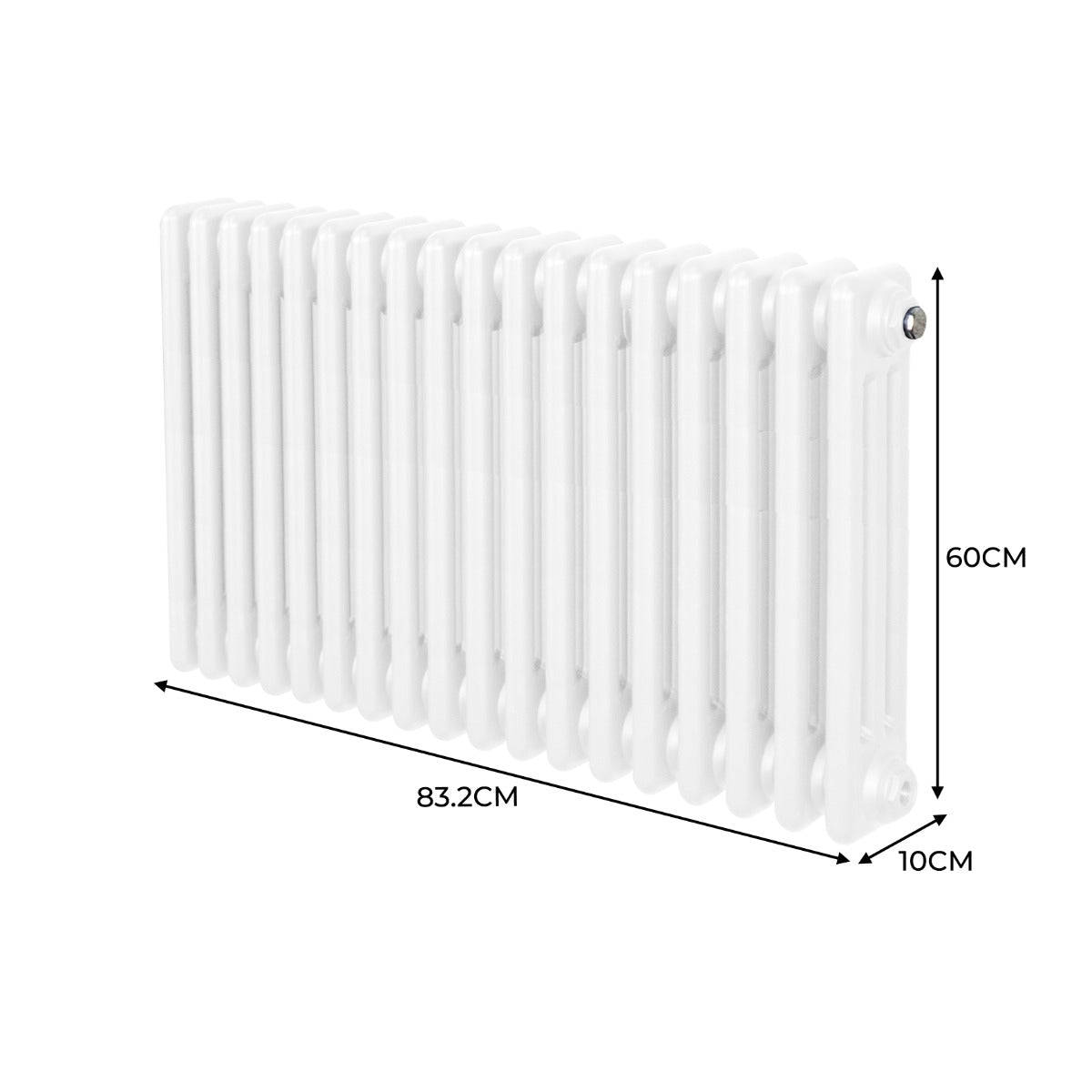 Traditionele 3 Kolom Radiator - 600 x 832mm - Wit