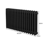 Traditionele 3 Kolom Radiator - 600 x 832mm - Zwart