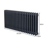 Traditionele 3 Kolom Radiator - 600 x 1012mm - Antraciet Grijs