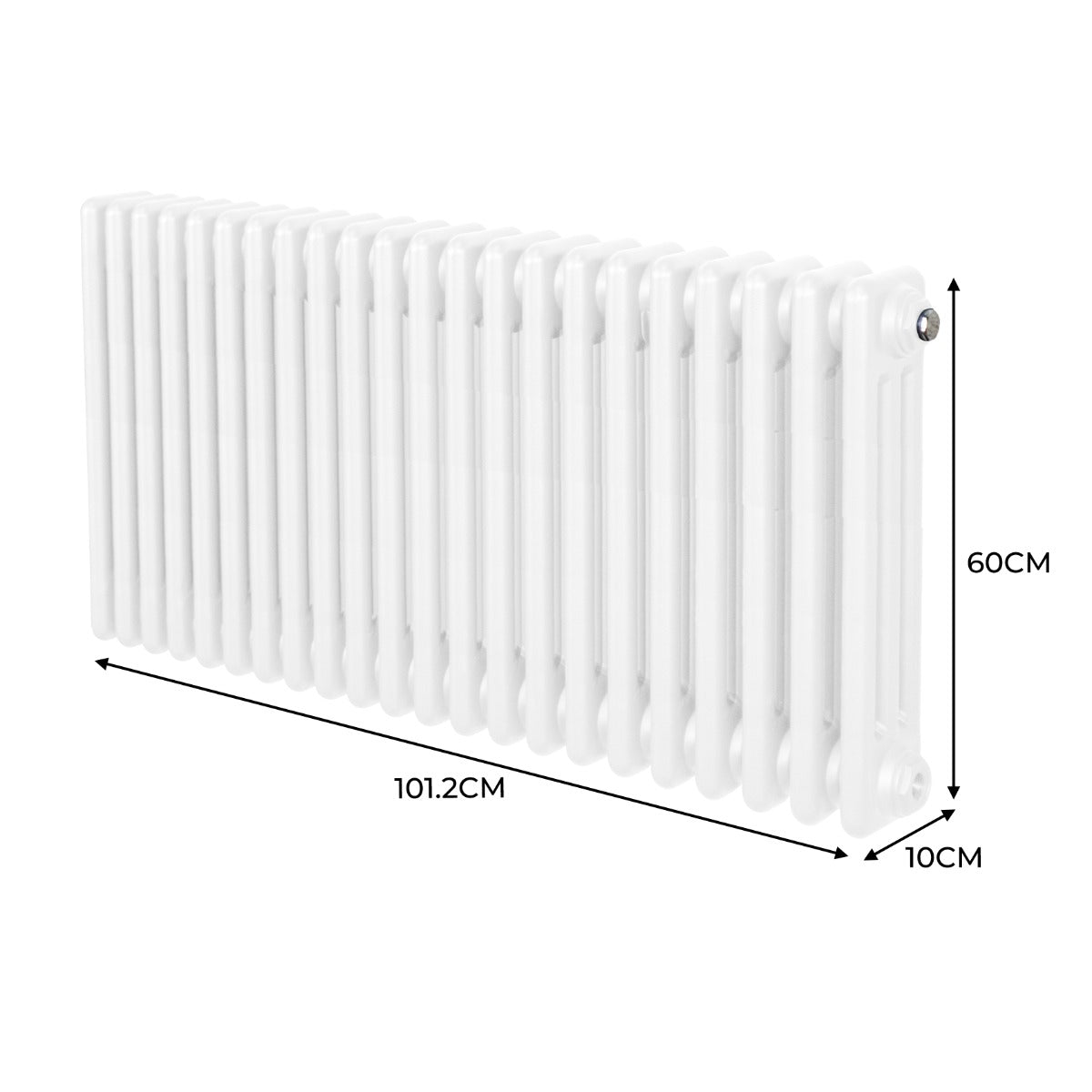 Traditionele 3 Kolom Radiator - 600 x 1012mm - Wit