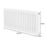 Traditionele 3 Kolom Radiator - 600 x 1012mm - Wit