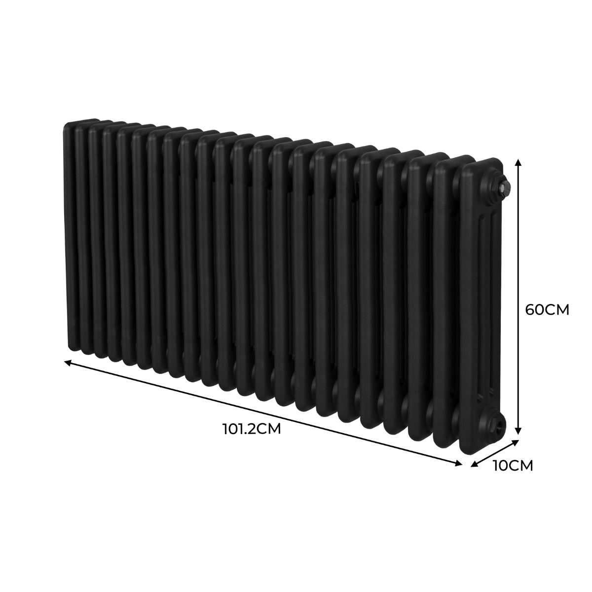 Traditionele 3 Kolom Radiator - 600 x 1012mm - Zwart