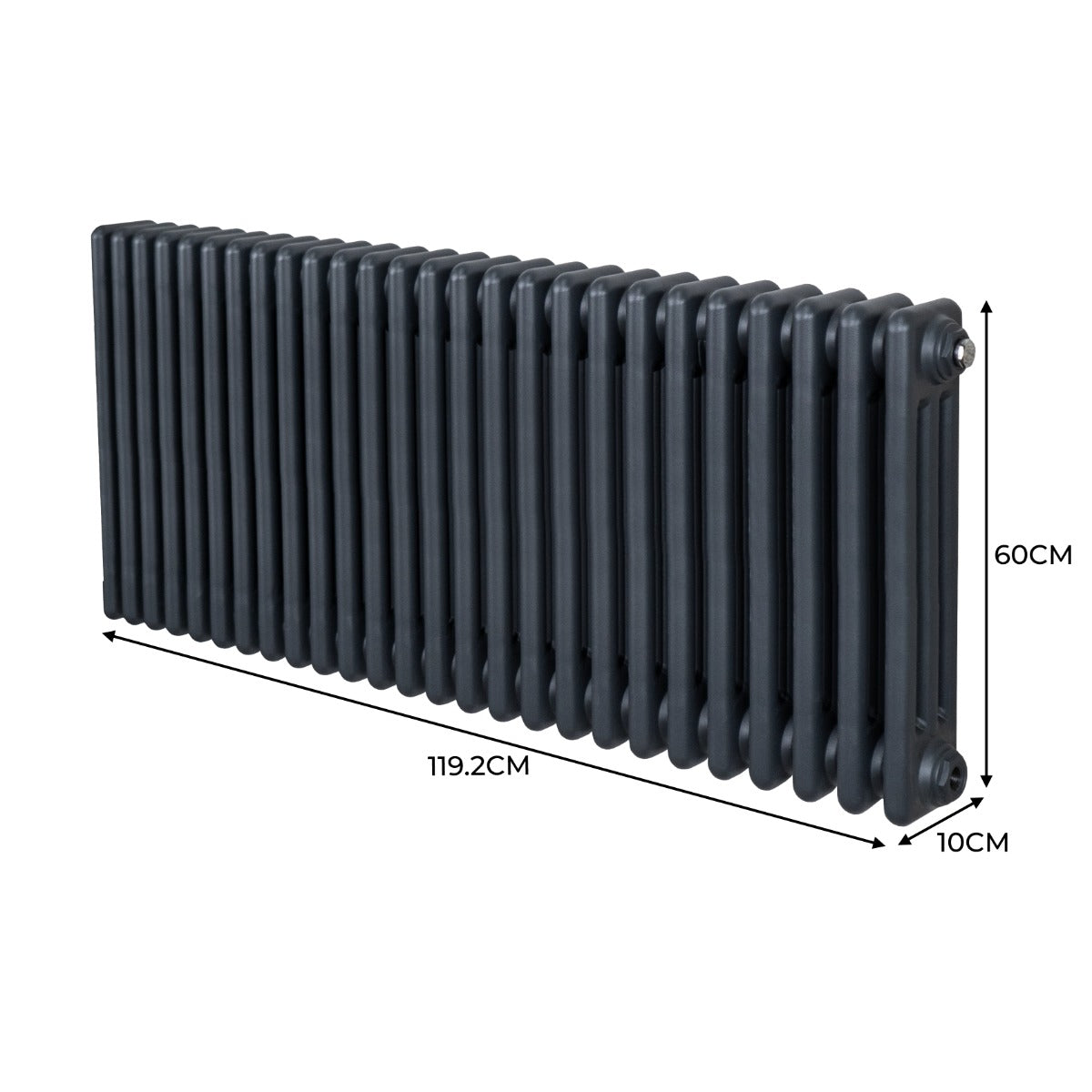 Traditionele 3 Kolom Radiator - 600 x 1192mm - Antraciet Grijs