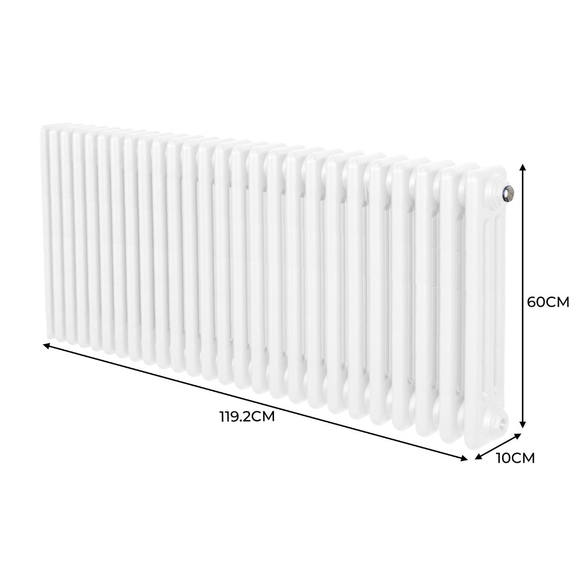 Traditionele 3 Kolom Radiator - 600 x 1192mm - Wit