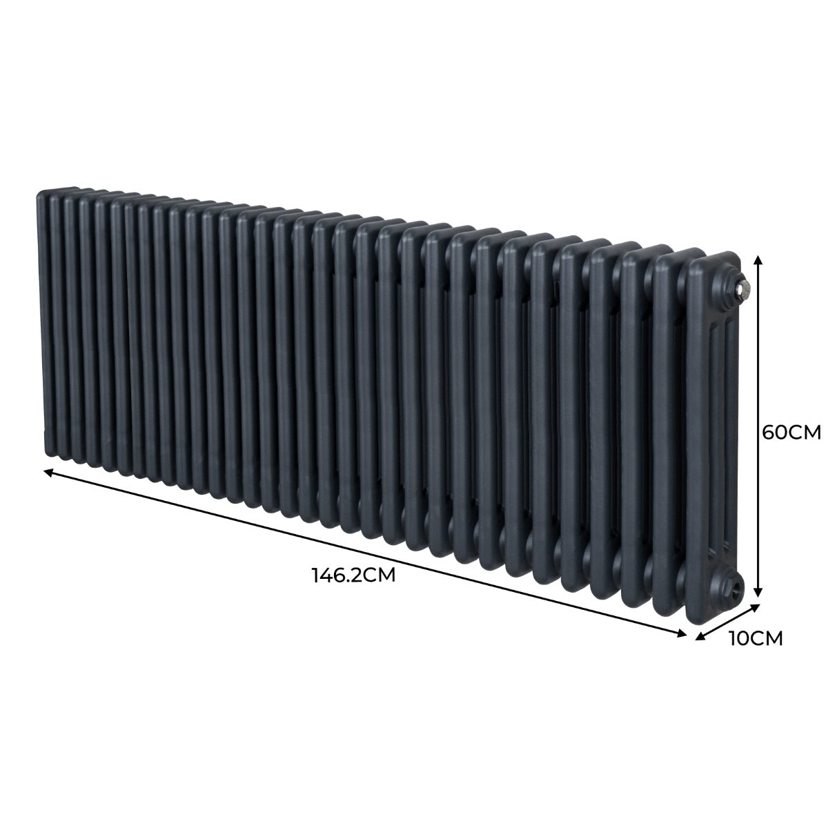 Traditionele 3 Kolom Radiator - 600 x 1462mm - Antraciet Grijs