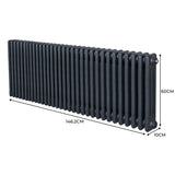 Traditionele 3 Kolom Radiator - 600 x 1462mm - Antraciet Grijs