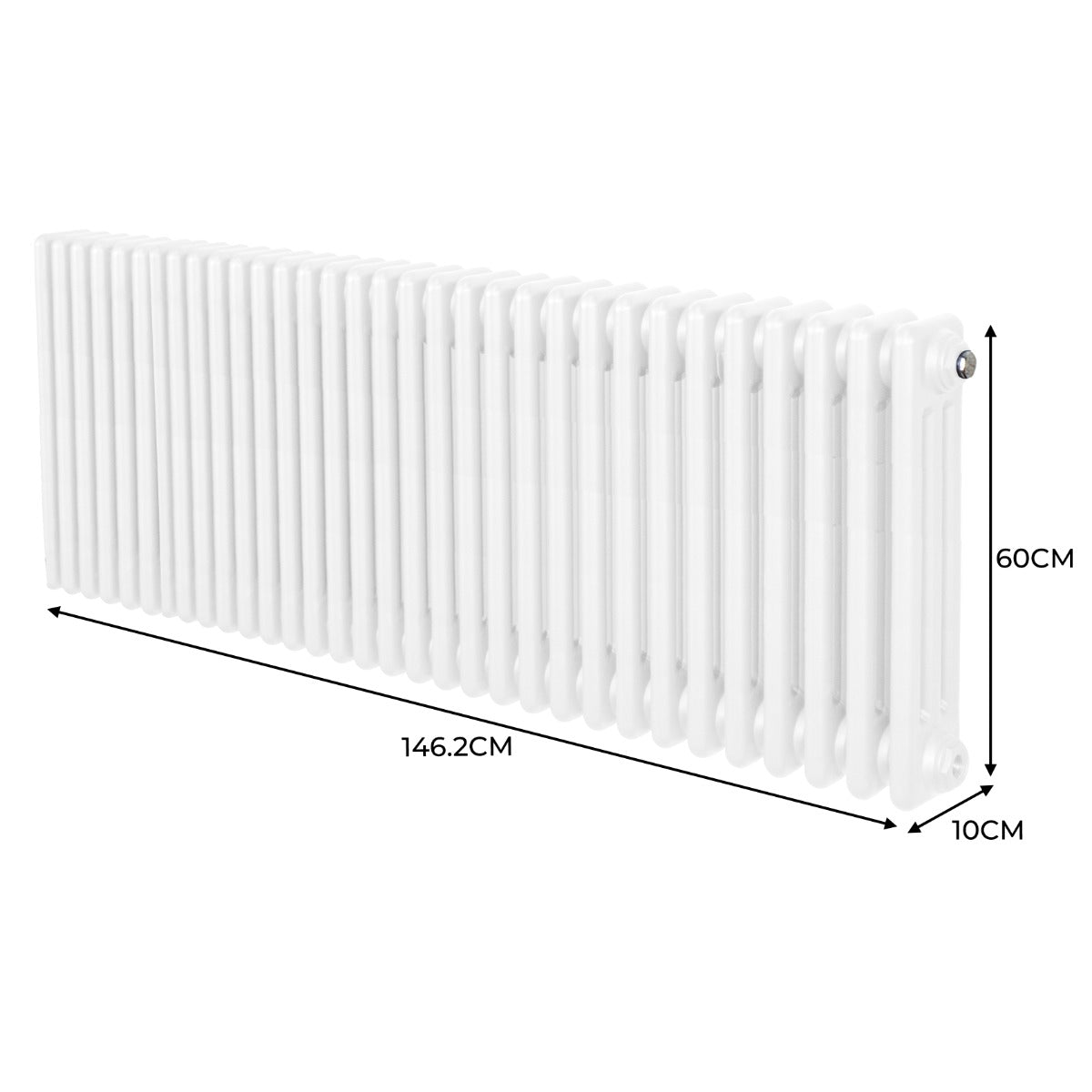 Traditionele 3 Kolom Radiator - 600 x 1462mm - Wit